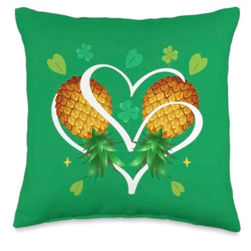 Lucky Couple Pineapple Heart Throw Pillow, 16"x16"